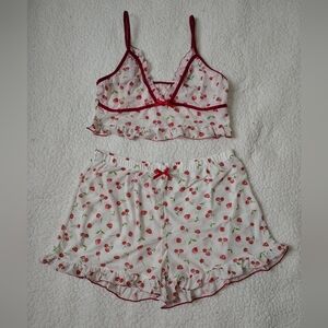 *NWOT* Romwe Women's Large 2-piece Cherry Strawberry Print Pajamas